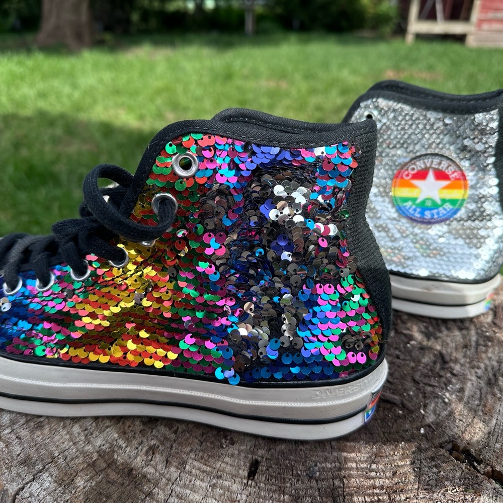 Converse Sequin High-Top Sneakers - Multicolor and Silver